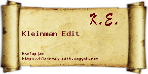Kleinman Edit névjegykártya